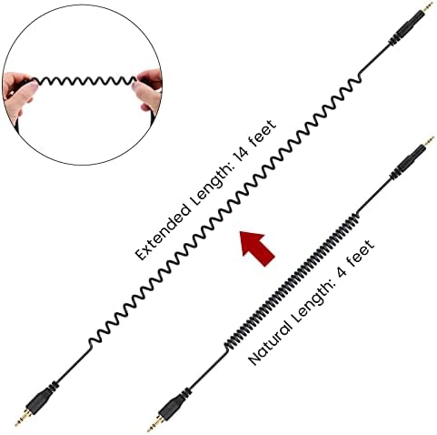 weishan ATH-M50x Cable Coiled Aux Cord Replacement for Audio Technica M40x M70x Wired Headphones, 2.5mm to 3.5mm(1/8") Extension Wire with 6.35mm(1/4") Adapter, 14ft