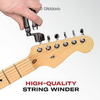 D'Addario Accessories Pro-Winder - The Original Guitar String Winder, Guitar String Cutter, Guitar Bridge Pin Puller - All in One Guitar Tool for Restringing - White