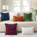 decorUhome Christmas Chenille Soft Throw Pillow Covers 22x22 Set of 2, Farmhouse Velvet Pillow Covers, Decorative Square Pillow Covers with Stitched Edge for Couch Sofa Bed, Forest Elf