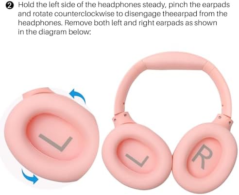 TOZO HT2 Hybrid Active Noise Cancelling Headphones, Wireless Over Ear Bluetooth Headphones+HT2 Replacement Ear Pads Pink