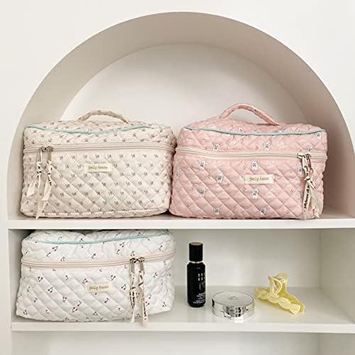 Makeup Bag Cosmetic Bag for Women,Cotton Large Travel Makeup Organizer Bag,Toiletry Bag for Women for Toiletries Accessories Brushes