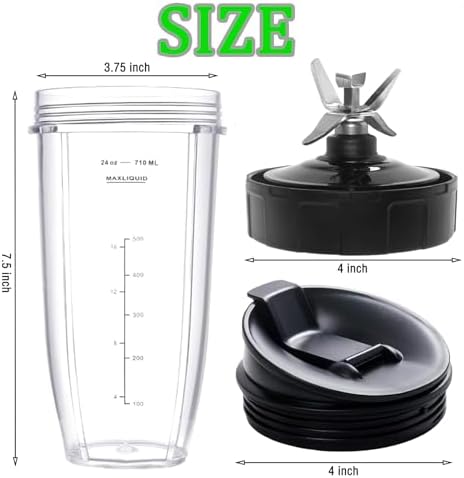2 Packs Ninja Blender Cups &7 Fins Ninja Blender Blade Replacement Compatible with BN401 BN751 BN801 BL642 BL480-30 BL490-30 BL640 CT680 CT640C CT641 NN100 NN210 NN102 BL2012
