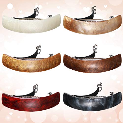 WILLBOND 6 Pcs Hair Barrettes for Women Hair Clips Womens Accessories Large French Pin Retro Clasp, 6 Colors(Classic Pattern)