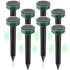 Solar Mole Repellent Ultrasonic Insect Repellent Solar Powered Outdoor Powered Sound Wave Deterrent ，Waterproof Sonic Repellent Spikes Drive Away Burrowing Animals from Lawns and Yard (8 Pieces)