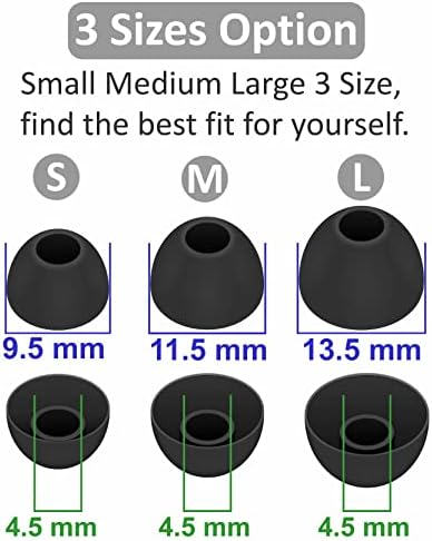 12 Pairs Ear Tips Buds Compatible with Skullcandy in-Ear Earphone, Replacement Flexible Silicone Eartips Earbuds Accessories Compatible with Skullcandy Dime/Sesh Evo/Jib/Ink'd+ - Black