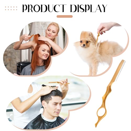 Mudder 11 Pieces Hair Styling Razor Hair Thinning Comb Texturizing Cutting Razor Comb with Replacement Stainless Steel Razors for Salon Home Use(Gold)