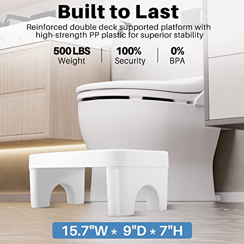 Brippo Squatting Toilet Stool, 7 Inch Height Non-Slip Bathroom Pooping Step Potty Stool, Healthy Stable Plastic Toilet Assistance Step with Comfort