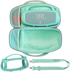 Silicone Cover and Hard Travel Case for JBL Charge 4 / Charge 5 Portable Bluetooth Speaker Accessories (Teal Case, NOT for Wi-Fi Version)
