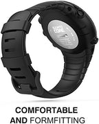 MoKo Suunto Core Watch Band, Classic Replacement Soft Wrist Band Strap with Metal Clasp for Suunto Core Smart Watch, Fits 5.51"-9.06" (140mm-230mm) Wrist, All Black