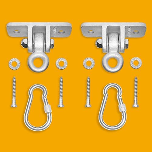 Jungle Gym Kingdom Swing Set Hangers - 2 Heavy Duty Brackets with Locking Snap Hooks for Porch, Patio, Playground - Indoor/Outdoor Hardware & Accessories
