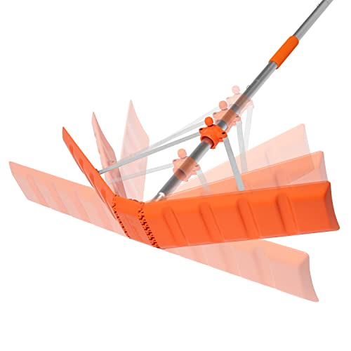 EZ Smart Snow Roof Rake, Adjustable 36IN Blade V-Blade Technology, Prevents Ice Dams, 21ft Reach Pole Included, Quick Assembly, Carrying Bag Included, NO wheels or sharpe edge to damage your shingles.