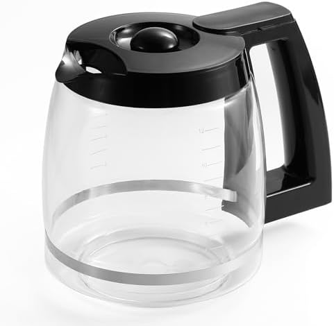 12-Cup Replacement Glass Carafe Compatible with Cuisinart Coffee Maker, 12 Cup Coffee Pot Replacement for Cuisinart, Models DCC-1100BK, DCC-1200PRC, DCC-2650, DGB500BK