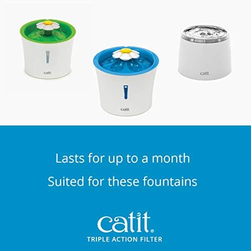 Catit Triple Action Replacement Original Water Fountain Filters, 12 Pack – Official Replacement Filters for Catit Cat Drinking Water Fountains