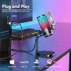 MAONO Gaming USB Microphone for PC with Noise Cancellation, Computer RGB Condenser Mic for Streaming Discord Twitch YouTube Podcast Online Chat PS4 PS5, GamerWave DGM20