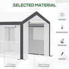 Outsunny 10' L x 7' W x 7' H Outdoor Walk-in Tunnel Greenhouse, Garden Warm Hot House with Roll Up Windows, Zippered Door, and Weather Cover, White/Dark Grey