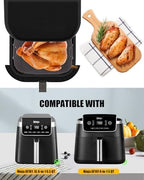 Air Fryer Silicone Liners Square for Ninja AF141 5Qt/Ninja AF181 6.5Qt/Ninja Crispi 4QT Container,Reusable Airfryer Replacement Baking Basket Insert | Non-stick | Easy Cleaning | Food Safe |Gray+Black