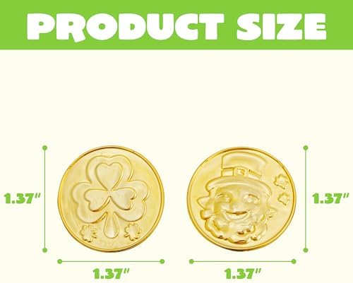 JOYIN 120 Pcs St. Patrick’s Day Gold Coins, Plastic Gold Coins Bulk with Shamrock, Leprechaun, Cauldron & Hat Patterns, St Patricks Accessories Games Gifts Decorations, Party Favors & Party Supplies