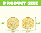 JOYIN 120 Pcs St. Patrick’s Day Gold Coins, Plastic Gold Coins Bulk with Shamrock, Leprechaun, Cauldron & Hat Patterns, St Patricks Accessories Games Gifts Decorations, Party Favors & Party Supplies