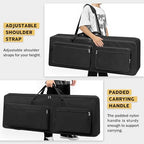 88-Key Keyboard Case – Full Padded Piano Gig Bag with Adjustable Shoulder Straps, 4 Storage Pockets for Accessories, 53.9" x 7.1" x 14.6" (Black)