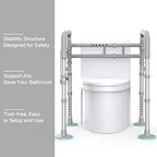 Agrish Stand Alone Toilet Safety Rail - [Adjustable Design] Medical Assist Grab Bar for Elderly Handicap Pregnant, Folding Toilet Frame Handrails (Silver Grey)