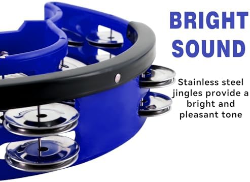 EASTROCK Drum Set Tambourine with Mounting Eye Bolt,Tambourine for Drum Set,Hi Hat Tambourine Double Rows of Jingles (Blue)