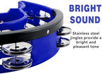 EASTROCK Drum Set Tambourine with Mounting Eye Bolt,Tambourine for Drum Set,Hi Hat Tambourine Double Rows of Jingles (Blue)