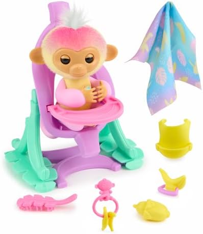 Fingerlings 2023 Interactive Baby Monkey Nursery Playset – Jas with 2-in-1 Cradle and High Chair, and 6 Accessories (Ages 5+)
