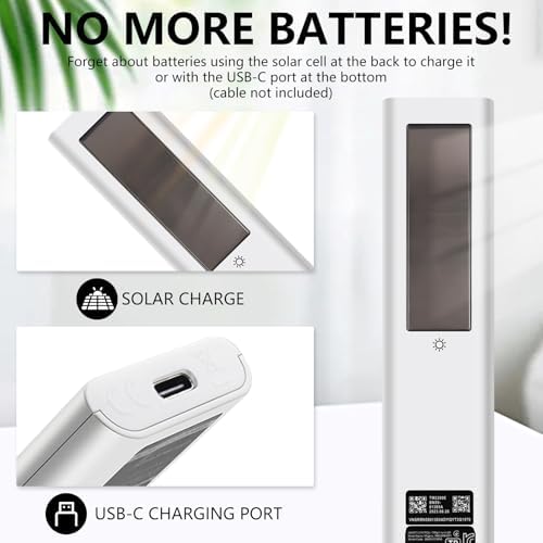 BN59-01391A Solar Voice Remote Replacement for Samsung Frame TV Remote with Bluetooth Rechargeable Solar Cell, for Samsung 2021-2023 Smart TVs Ultra HD 4K 8K Neo QLED UHD, 4 Shortcut Buttons, White