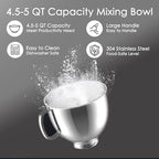 Stainless Steel Mixer Bowl for KitchenAid Artisan & Classic Series 4.5 Quart / 5 Quart Tilt-Head Stand Mixers, KSM150 Stainless Steel Bowl Replacement, Mixing Bowl for KitchenAid, Silver