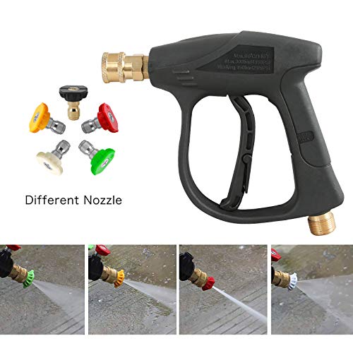 Sooprinse High Pressure Washer Gun,3000 PSI Max with 5 Color Quick Connect Nozzles M22 Hose Connector 3.0 TIP