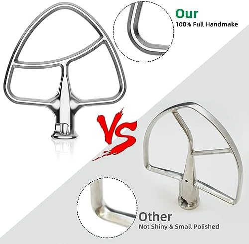 Stainless Steel Flat Beater for KitchenAid Mixer, Paddle Attachment for Tilt-Head Stand Mixer Fits 4.5-5 QT Mixing Bowl, Beater Replacement, Dishwasher Safe by GVODE