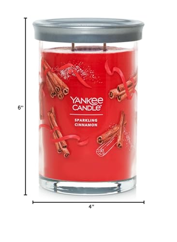 Yankee Candle Sparkling Cinnamon Scented, Signature 20oz Large Tumbler 2-Wick Candle, Over 60 Hours of Burn Time, Christmas | Holiday Candle