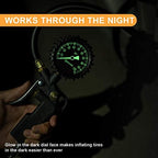 AstroAI Tire Pressure Gauge with Inflator, 100 PSI-ANSI B40.1 Accurate, Large 2.5" Easy Read Glow Dial, Heavy Duty Air Chuck and Compressor Accessories with Rubber Hose and Quick Connect Coupler