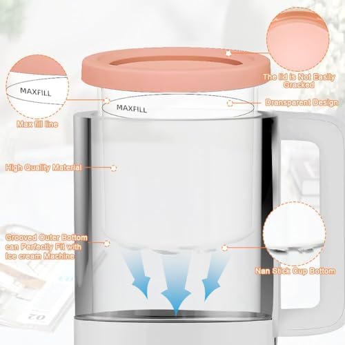 Creami Pints and Lids for Ninja, 4PCS Creamy Icecream Containers Cups Jars Tubs Canisters Set, Smoothie Pot Compatible with NC299AMZ & NC300s Series Creamer Ice Cream Maker Machine Accessories