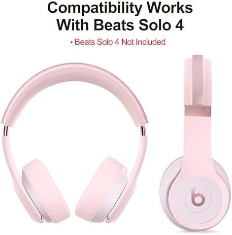 【3 in 1】 Silicone Case for Beats Solo 4 Headphones, Protective Silicone Covers for Beats Solo 4 Shell/Ear Pad/Headband Cover, Accessories Silicone Skin Protector for Beats Solo 4 - Pink