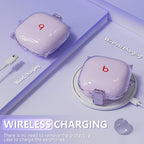 [with Safety Lock] for Beats Fit Pro Case Cover,Clear Case for Apple Beat Fit Pro 2021,Beat Fit Pro Accessories with Anti-Lost Keychain/Silicone Wrist Strap(Clear Purple)
