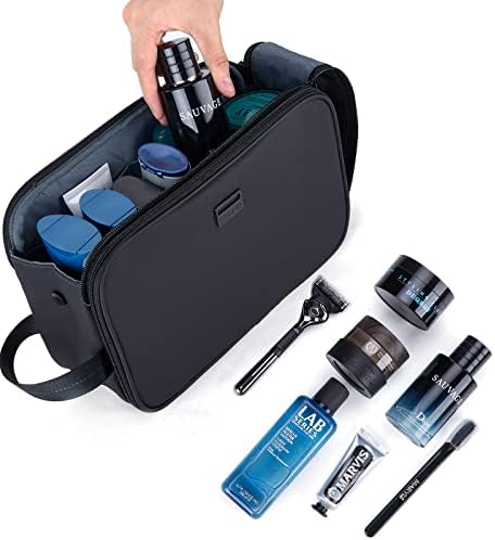 ZEEMO Travel Toiletry Bag for Men, Large Water-Resistant Full-Open Dopp Kit, Versatile Organizer for Shower and Hygiene Accessories, Bathroom Essentials, Cosmetics, Black