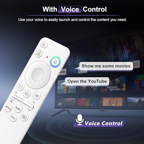 Voice Recharageable Remote for Samsung-Smart-TV-Remote-Control, Replacement Compatible for Samsung Frame QLED Crystal UHD Solar Smart TVs