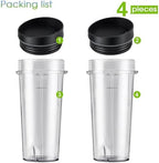 2-Pack 16oz Ninja Blender Replacement Cups with Sip Lids, Blender Replacement Parts Compatible with Nutri Ninja Blender BL770 BL780 BL660