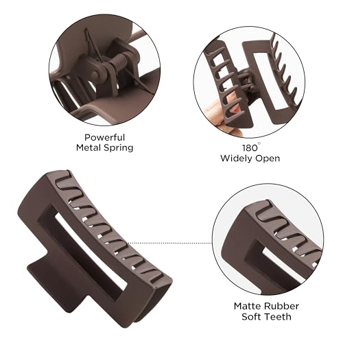 Sunolga 8PCS Hair Clips for Women, Flower Claw Clips for Thick Hair, Non-Slip Hair Accessories - 4 Styles, Neutral Colors Hair Clips and Variety Pack, Ideal for Girls