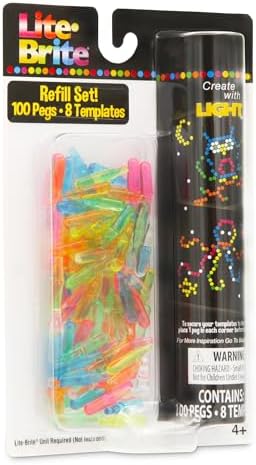 Lite-Brite Peg and Template Refill Pack, Light Up Drawing Board Accessories, LED Pegs with Colors, Toys for Creative Play, Light Toys for Kids Aged 4 +