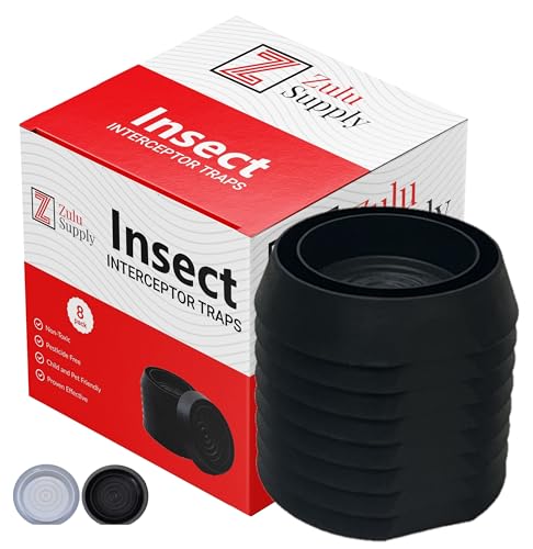 Zulu Supply Bed Bug Interceptors, Traps, 8 Pack, Bedbug Monitor, Insect Detector for Bed Legs or Furniture (Black 8-Pack)
