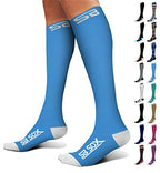 SB SOX Compression Socks (20-30mmHg) for Men & Women – Best Compression Socks for All Day Wear, Better Blood Flow, Swelling! (Small, Blue/White)