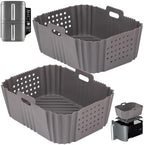 BYKITCHEN Silicone Air Fryer Liners for Ninja SL401 Double Stack 2 Basket Airfryer, Reusable Rectangle Perforated Silicone Liners for Dual Airfryer, Ninja DoubleStack XL Air Fryer Accessories