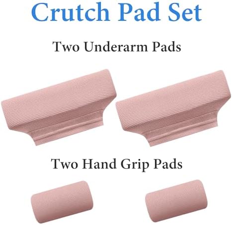 SPRING SEAON Crutches Padding Ice Silk Waffle Pattern Universal Crutch Pads for Armpits and Hand Grips Pads for Crutches Underarm Crutch Cushions Crutch Covers Pillows Crutch Accessories (Pink)