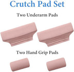 SPRING SEAON Crutches Padding Ice Silk Waffle Pattern Universal Crutch Pads for Armpits and Hand Grips Pads for Crutches Underarm Crutch Cushions Crutch Covers Pillows Crutch Accessories (Pink)