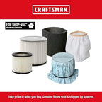 CRAFTSMAN CMXZVBE38854 General Purpose Wet Dry Vac Replacement Vacuum Filter for Most Shop-Vac Branded Shop Vacuums, Friction Fit Installation, Traps General Debris