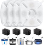 Veken Cat Water Fountain Filter, Classic 4 Pack Replacement Filters & 4 Pack Replacement Pre-Filter Sponges for 67oz, 95oz, 135oz Automatic Pet Fountain Dog Water Dispenser