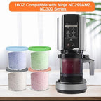Creami Pints and Lids for Ninja, 4PCS Creamy Icecream Containers Cups Jars Tubs Canisters Set, Smoothie Pot Compatible with NC299AMZ & NC300s Series Creamer Ice Cream Maker Machine Accessories