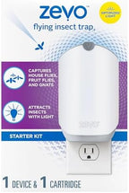 Zevo Flying Insect Trap for Indoors: Light Trap Captures Fruit Flies, Gnats and Houseflies, Starter Kit (1 Plug-in Base + 1 Cartridge)